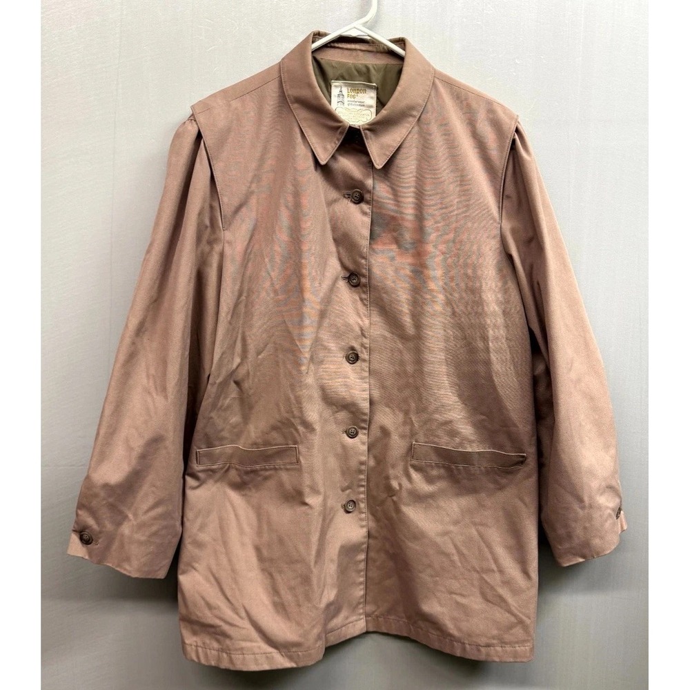 VTG London Fog Overcoat Womens 20 Rose Mauve Button Front Lined Weatherwear